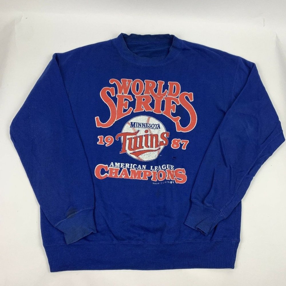Vintage Minnesota Twins World Series 1987 Crewneck Raglan Sweatshirt Mens L